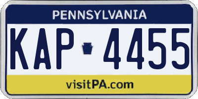 PA license plate KAP4455