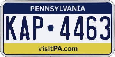 PA license plate KAP4463