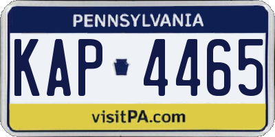 PA license plate KAP4465