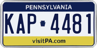 PA license plate KAP4481