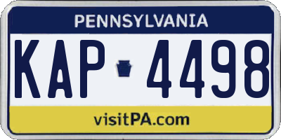 PA license plate KAP4498