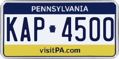 PA license plate KAP4500