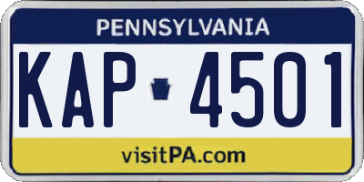 PA license plate KAP4501