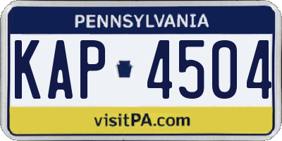 PA license plate KAP4504