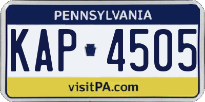 PA license plate KAP4505