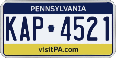 PA license plate KAP4521