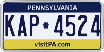 PA license plate KAP4524