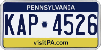 PA license plate KAP4526