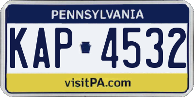 PA license plate KAP4532