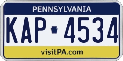 PA license plate KAP4534