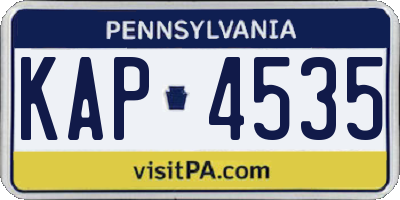 PA license plate KAP4535