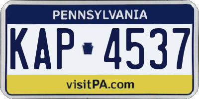 PA license plate KAP4537