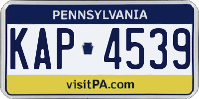 PA license plate KAP4539