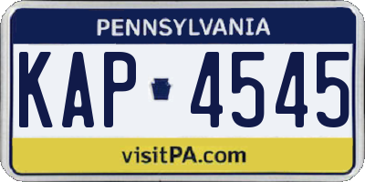 PA license plate KAP4545