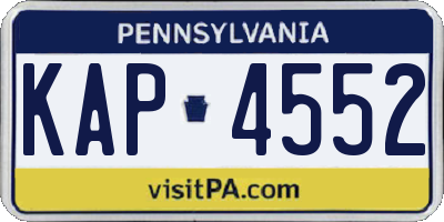 PA license plate KAP4552