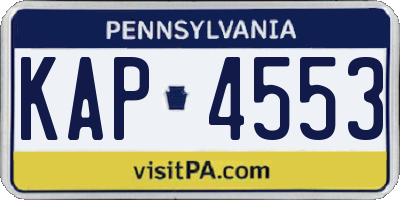 PA license plate KAP4553