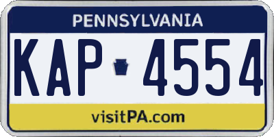 PA license plate KAP4554