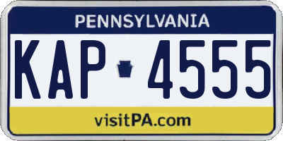 PA license plate KAP4555
