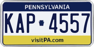 PA license plate KAP4557