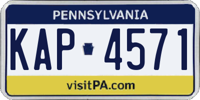 PA license plate KAP4571