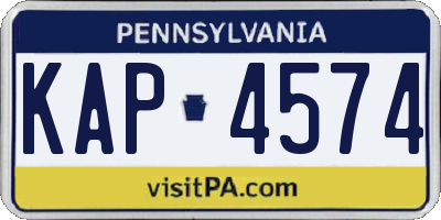 PA license plate KAP4574