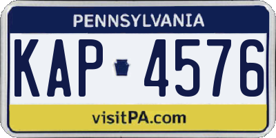 PA license plate KAP4576