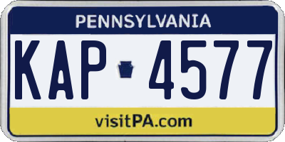 PA license plate KAP4577