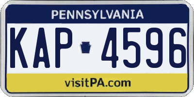 PA license plate KAP4596