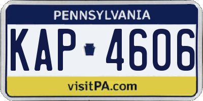 PA license plate KAP4606