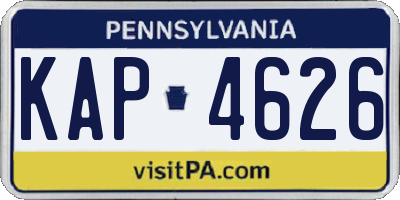 PA license plate KAP4626