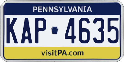 PA license plate KAP4635