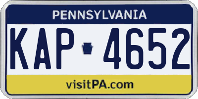 PA license plate KAP4652