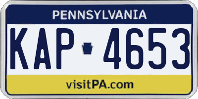 PA license plate KAP4653