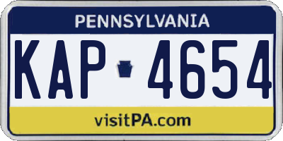 PA license plate KAP4654