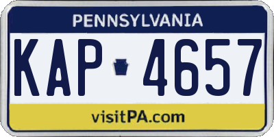PA license plate KAP4657