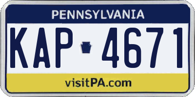 PA license plate KAP4671