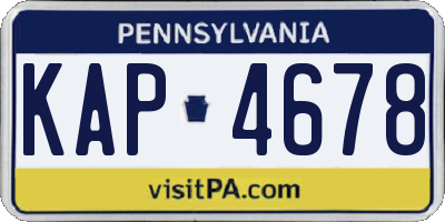 PA license plate KAP4678