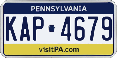 PA license plate KAP4679