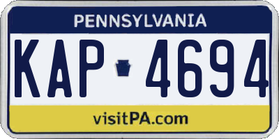 PA license plate KAP4694