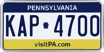 PA license plate KAP4700