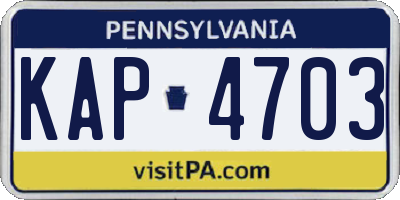 PA license plate KAP4703
