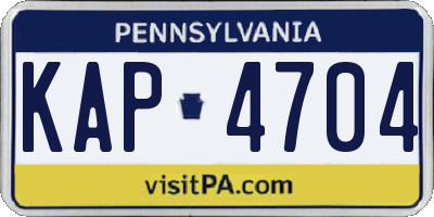 PA license plate KAP4704