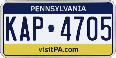 PA license plate KAP4705