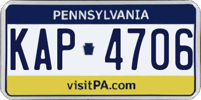 PA license plate KAP4706