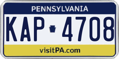 PA license plate KAP4708