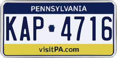 PA license plate KAP4716