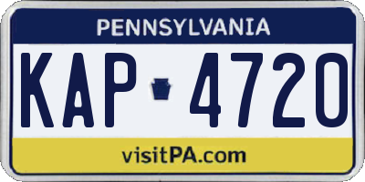 PA license plate KAP4720