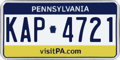 PA license plate KAP4721