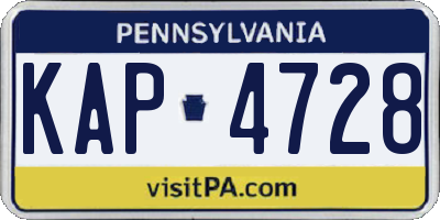 PA license plate KAP4728