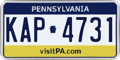 PA license plate KAP4731